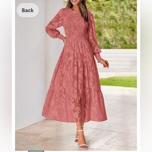Long sleeve dark pink dress